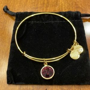 NWOT Alex and Ani Amethyst gold tone bracelet (February birthstone). Lovely!